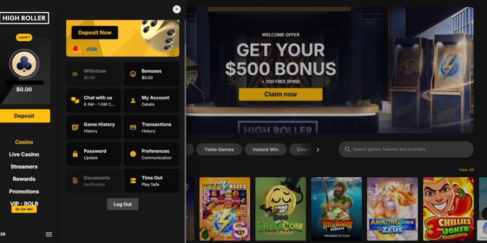 High Roller registration steps