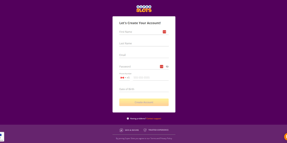 SuperSlots registration steps